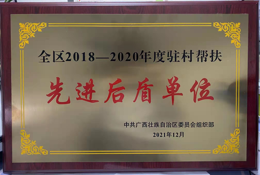 “先进后盾单位”牌匾